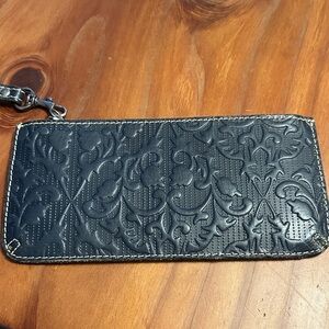 Patricia Nash Navy Embossed Leather Wristlet Clutch